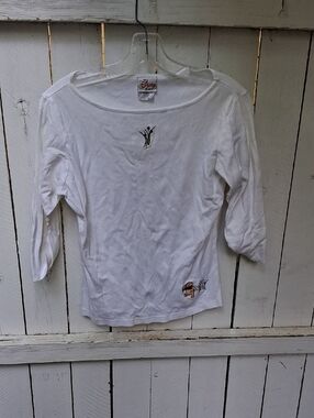 Disney White Scoop Neck Top with Small Character Embroidery